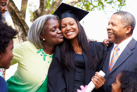 Family celebrating graduate